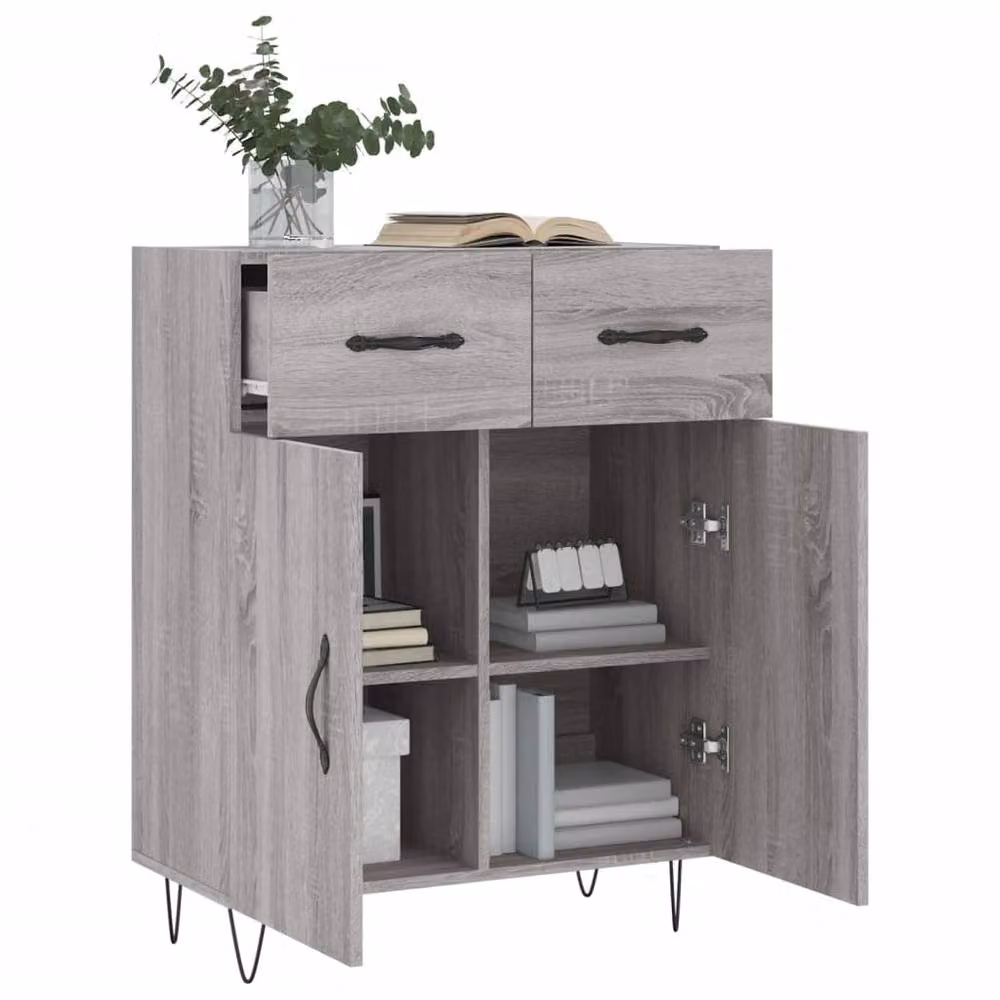 Berkfield Home Modern Grey Sideboard in Matt Engineered Wood W/D/H: 69.5 x 34 x 90 cm – 3