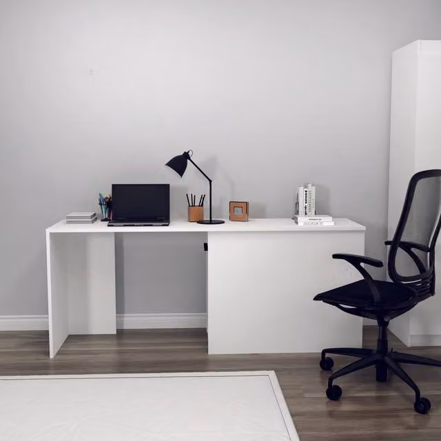 Destina Home Akser Computer Desk with Cabinet in White