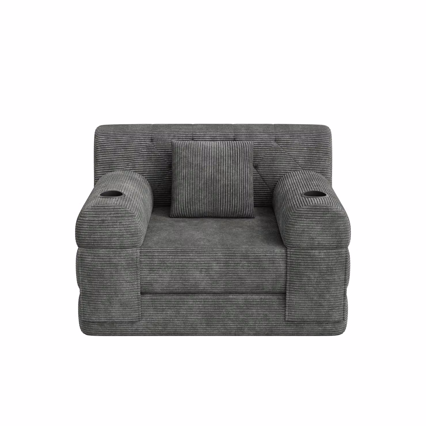 Aosom UK 1-Seater Convertible Chair Bed with High-Density Foam and Metal Frame, Dark Grey, W: 80 cm, D: 107 cm, H: 81 cm – 2