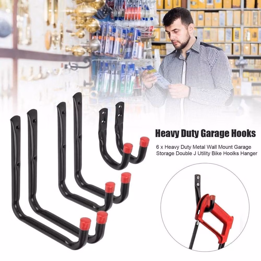 Kelvenix 6 Pack Heavy Duty Steel Wall Mounted Storage Hooks in Black – 3