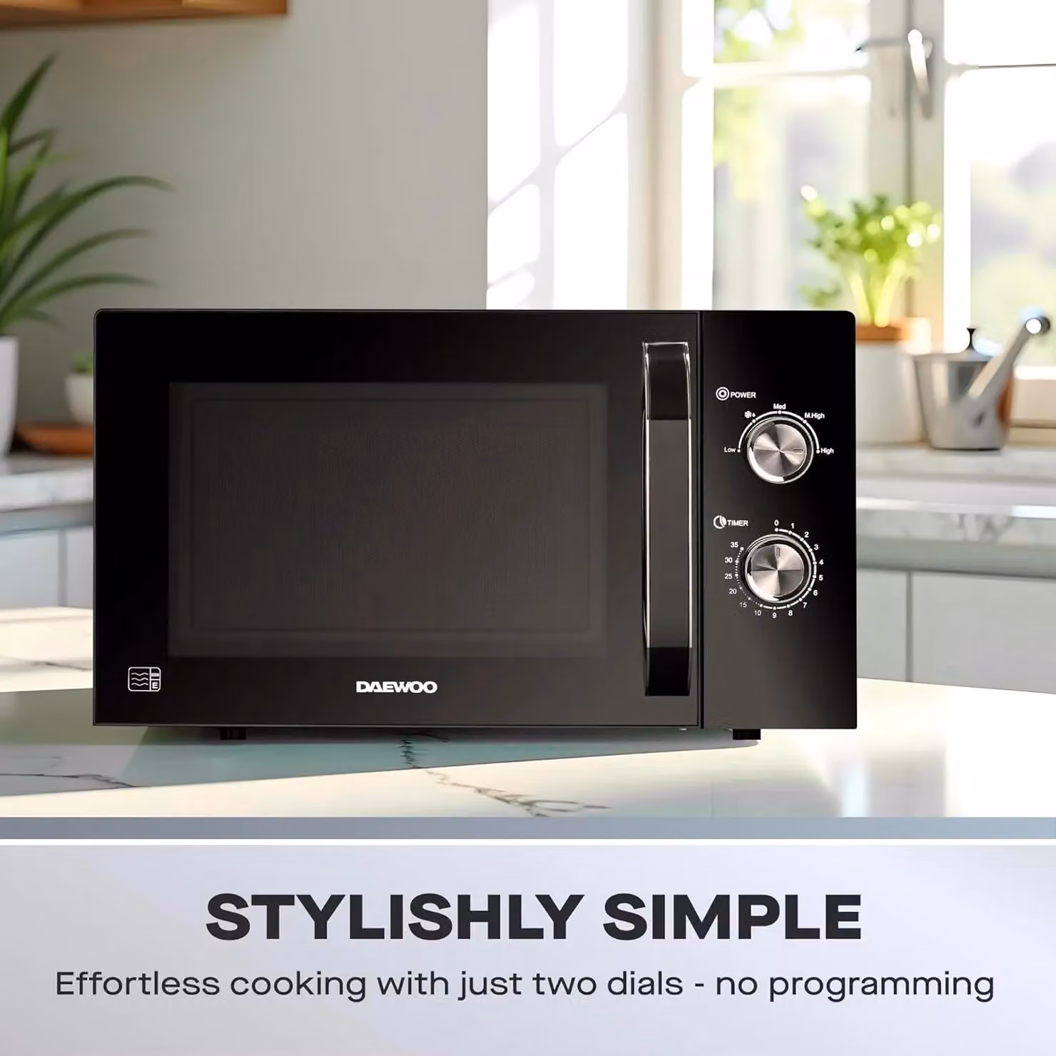 Daewoo 800W 23L Solo Microwave in Black with 35 Min Timer and 5 Power Settings – 3