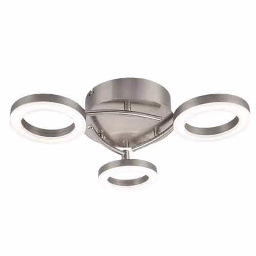 Cosylyte Juni 3 Ring LED Modern Ceiling Flush Light, Silver, W: 37.5 cm, D: 34.5 cm, H: 9.0 cm, 3,000K Neutral White, 1,100lm, Dimmable