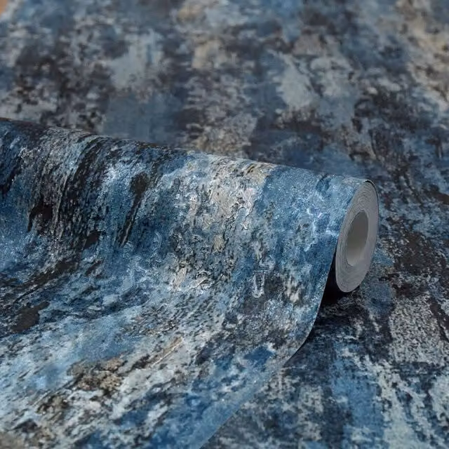 I Love Wallpaper Nova Metallic Abstract Wallpaper in Blue and Silver