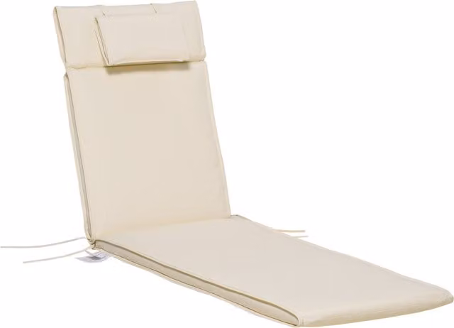 Outsunny Garden Sun Lounger Cushion in White with Removable Washable UV-Resistant Cover