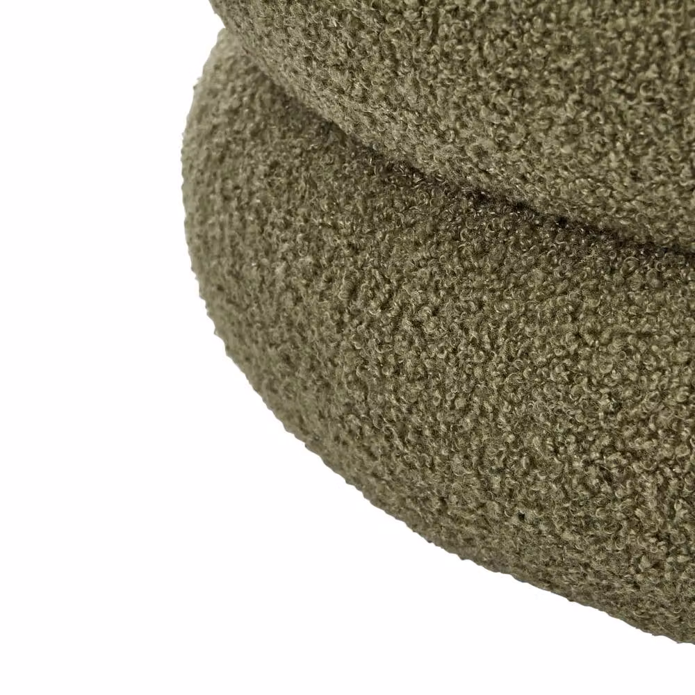 Wyld and Coco Green Bouclé Round Pouffe, W/D/H: 43 x 43 x 47 cm – 5