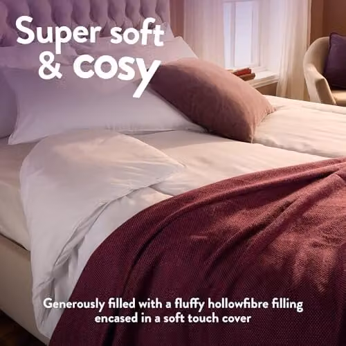 Slumberdown Feels Like Down Single Duvet 13.5 Tog and 2 Pillows Set, White, W: 135 cm x L: 200 cm – 4