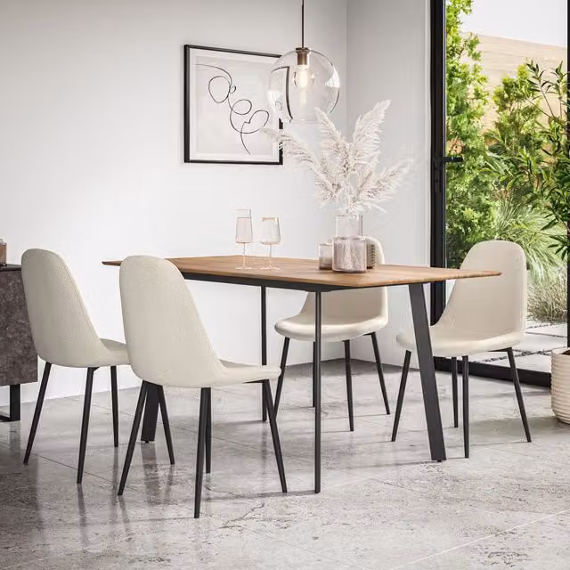 More4Homes Haydon Extending Dining Table and Maya Boucle Dining Chair Set, Oak Effect and Ivory – 1