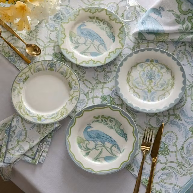 Laurence Llewelyn-Bowen Palm Court Porcelain Side Plate Set, Multicolour, W: 20.2 cm, D: 20.2 cm, H: 2.3 cm, Set of 4