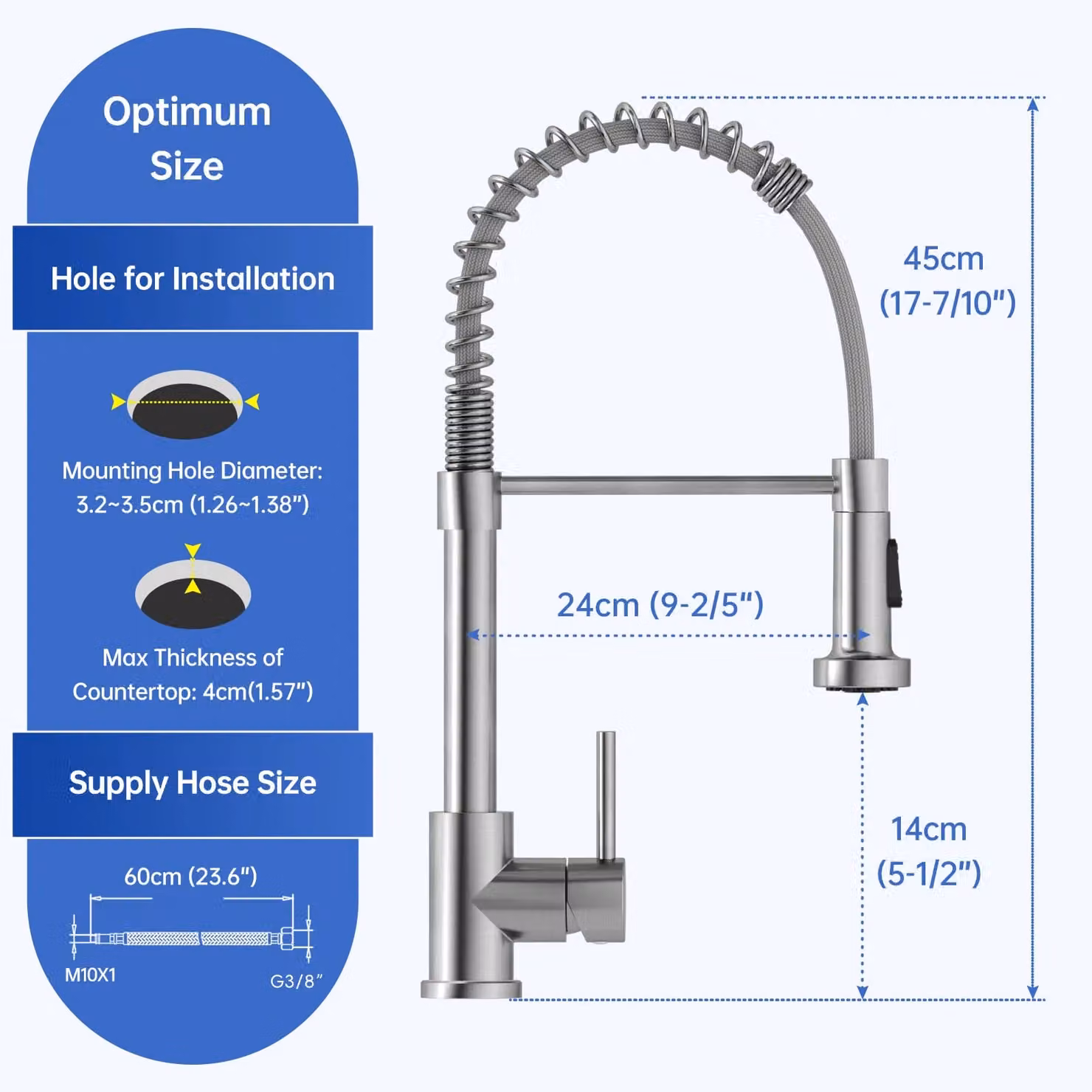 Appaso Single Lever Kitchen Sink Mixer Tap with Pull Out Spout and Spray Function in Silver or Gold – 2
