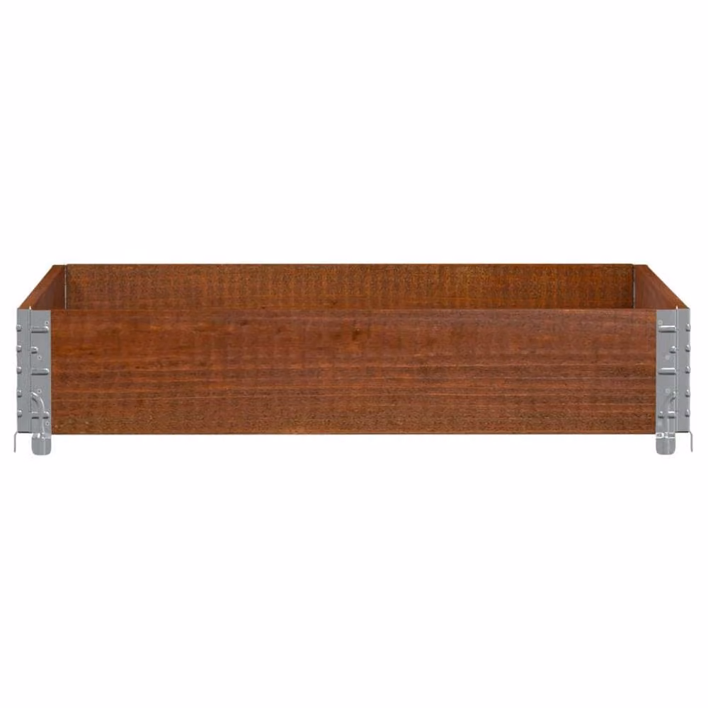 Berkfield Brown Wooden Raised Bed Planter with Galvanised Steel, W/D/H: 100 x 100 x 19.5 cm – 3