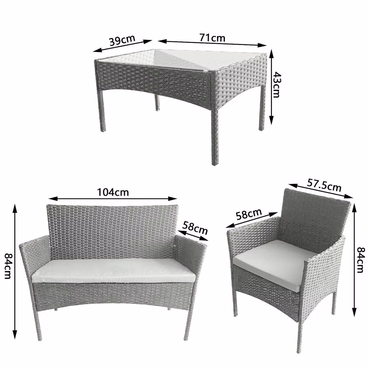 MCC Direct Roger Black Rattan Garden Furniture Set with Glass Top Table and Sofa – 5