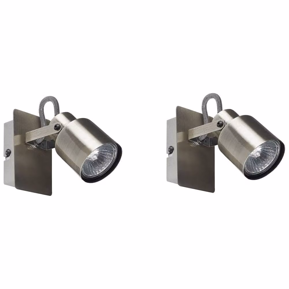 Wyld and Coco Set of 2 Silver Metal Swing-Arm Wall Lamps with Adjustable Cone Shades – 2