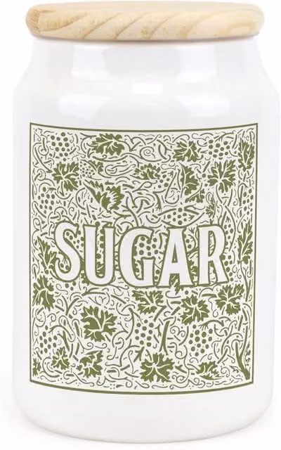Purely Home Floral Green and White Ceramic Sugar Storage Canister