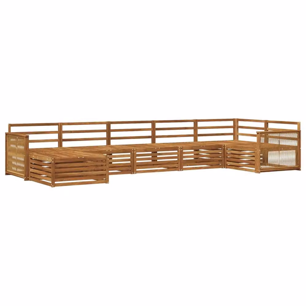 Berkfield Home 7 Piece L-Shape Outdoor Sofa Set in Brown Acacia Wood with Cushions – 2
