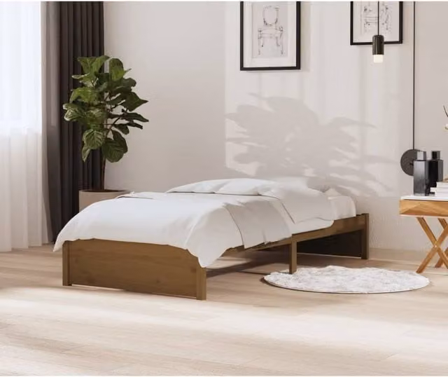 Berkfield Home Modern Solid Pine Wood Bed Frame, Brown, W: 90 cm, D: 200 cm