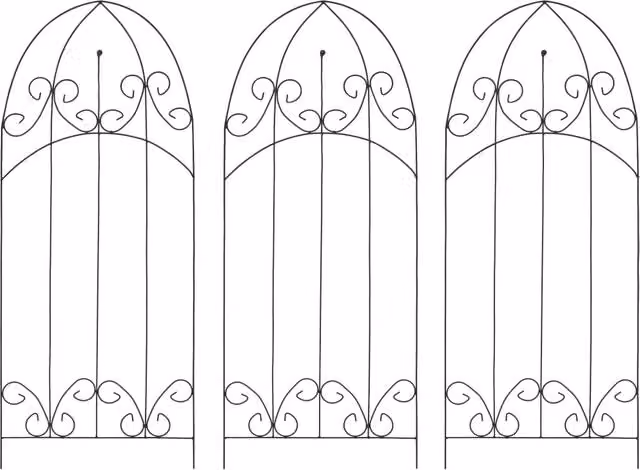 Berkfield Home Black Metal Plant Climbing Racks, 3 Pack, W: 40 cm, H: 100 cm