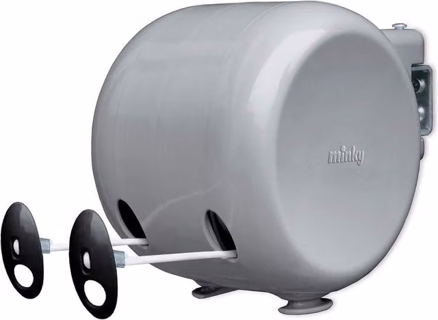 Minky 30m Retractable Nylon Washing Line with Tensioner in White or Grey – 3