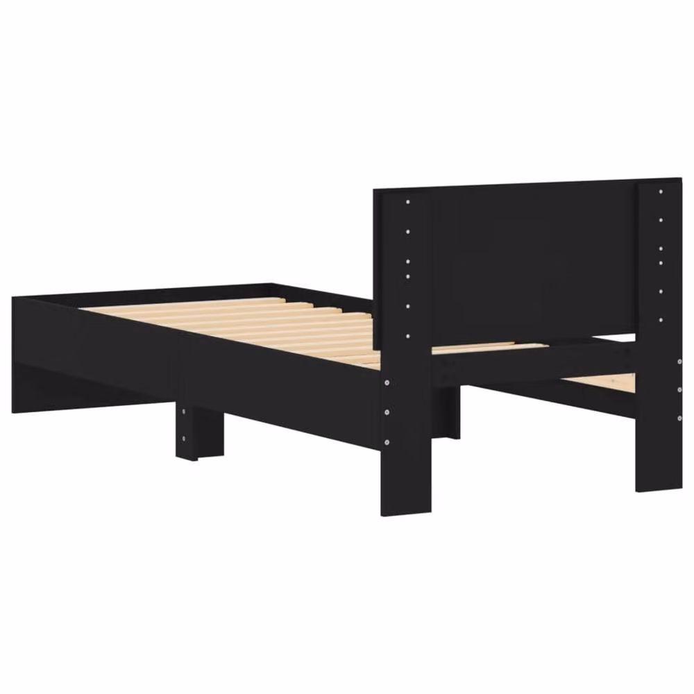 Berkfield Home Modern Bed Frame with Headboard and Lift Up Base, Black, W/D/H: 90 x 200 cm – 5