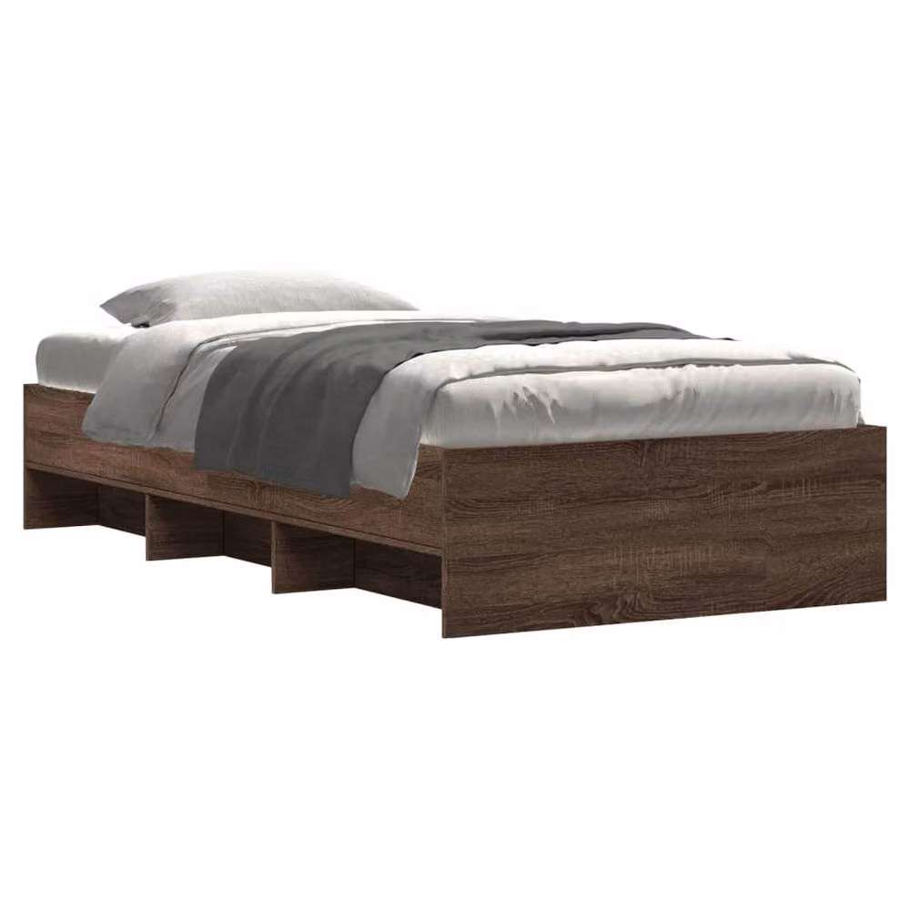Berkfield Home Single Bed Frame in Brown Oak, Engineered Wood, W/D/H: 90 x 190 cm – 3