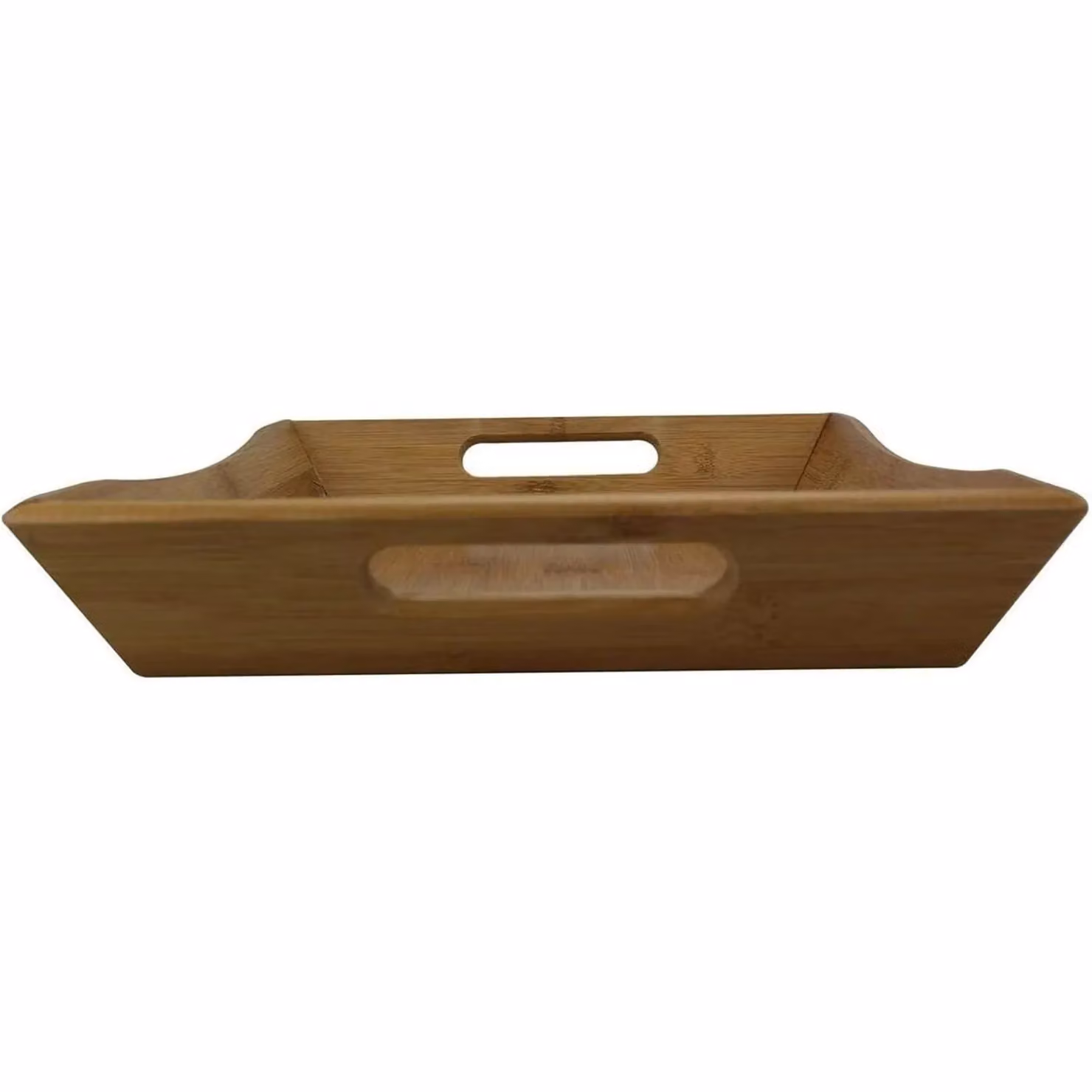Mantraraj Brown Bamboo Rectangular Serving Tray with Handles – 10