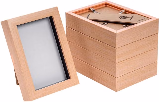Nicola Spring Pack of 5 Modern Rectangular 3D Box Photo Frames, Brown, W/H: 10.16 x 15 cm