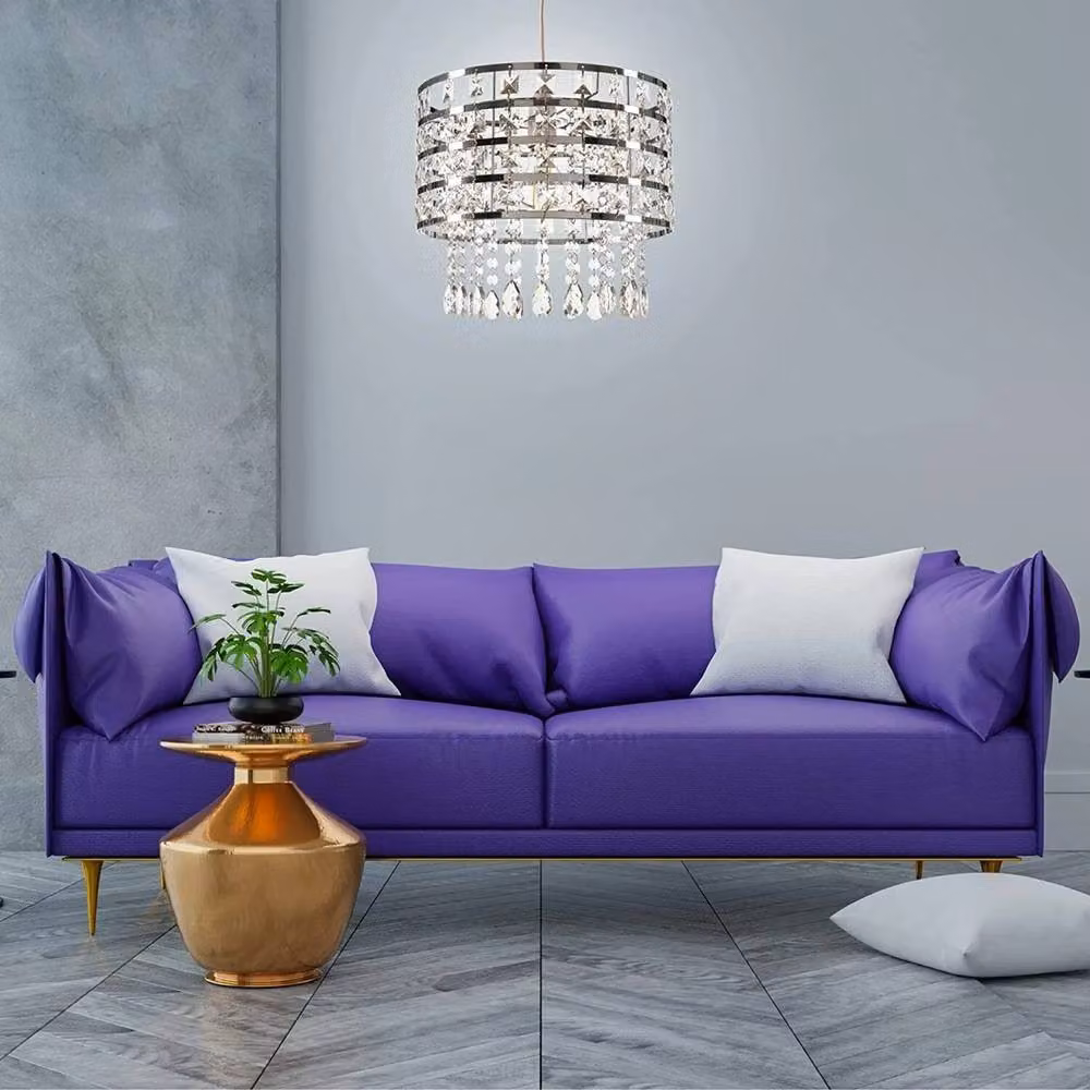 EONLION Modern Acrylic Crystal Cylinder Ceiling Shade in Transparent and Chrome – 2