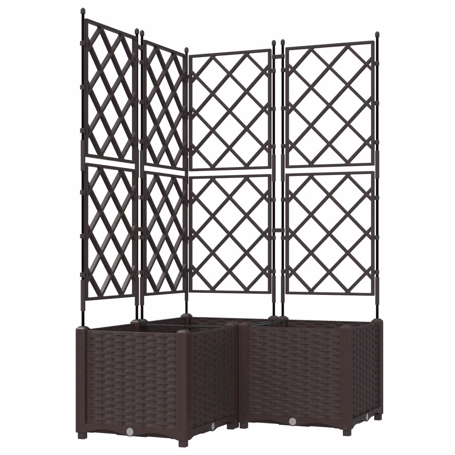 Berkfield Home Garden Planter with Trellis, 3 Piece Set, Brown, W/D/H: 80 x 80 x 143 cm – 2