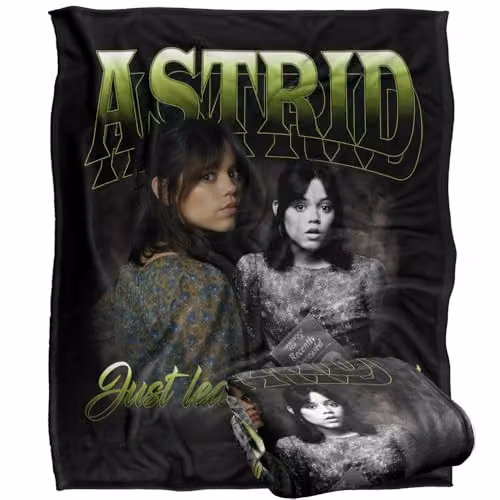 LOGOVISION Beetlejuice 2 Astrid Homage Super Soft Fleece Throw Blanket, Multicolour and White, W: 152 cm, D: 127 cm