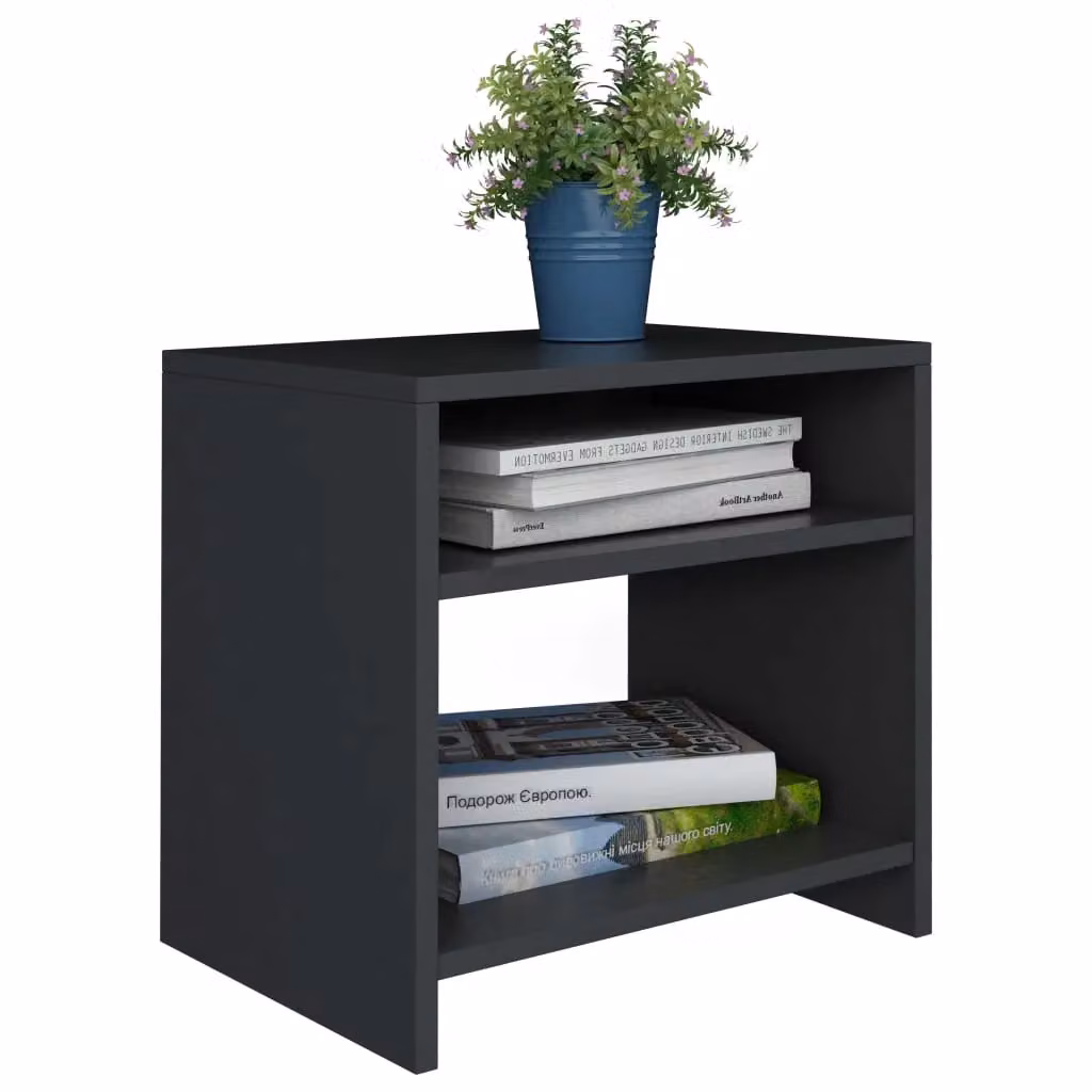 Berkfield Home Black Bedside Cabinet in Engineered Wood W/D/H: 40 x 30 x 40 cm – 3