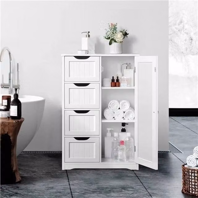 EONLION White Matt Bathroom Floor Cabinet Cupboard – 1