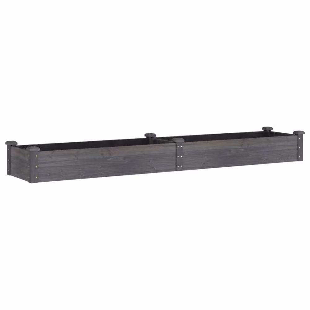 Berkfield Home Garden Grey Wooden Raised Bed with Liner, W: 240 cm, D: 45 cm, H: 25 cm – 2