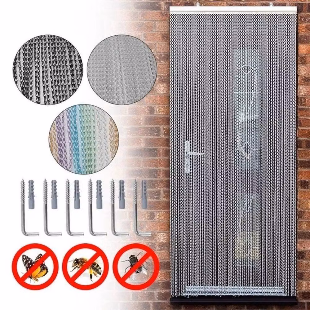KORVIXA Aluminium Door Fly Screen in Silver, Width: 100 cm, Height: 130 cm – 3