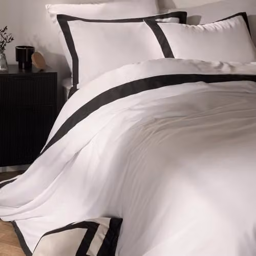 OHS Microfibre Bedding Set with Duvet Cover and Pillowcase in Black and White, W/D/H: 200 x 200 cm – 2