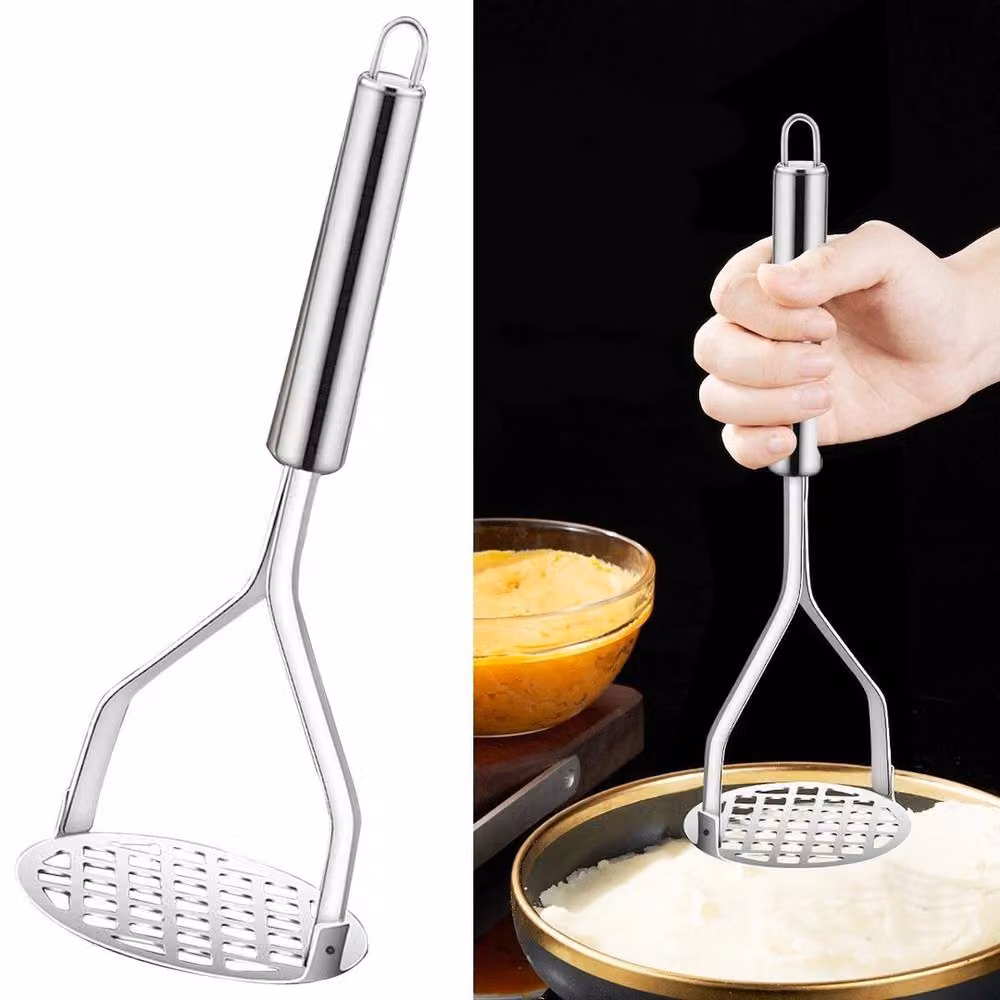 Pawnora Professional Stainless Steel Potato Masher and Vegetable Press in Silver – 2