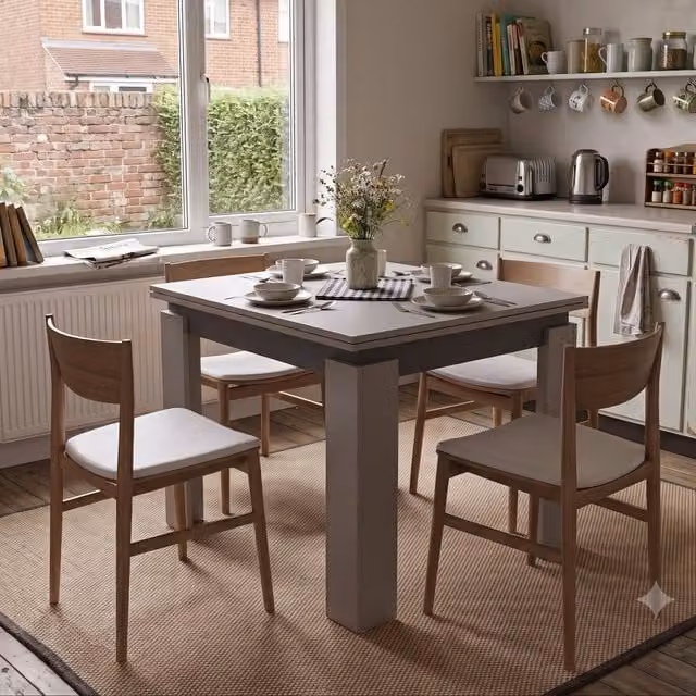 Shefa Line Family Extendable Rectangular Dining Table in Grey and Anthracite