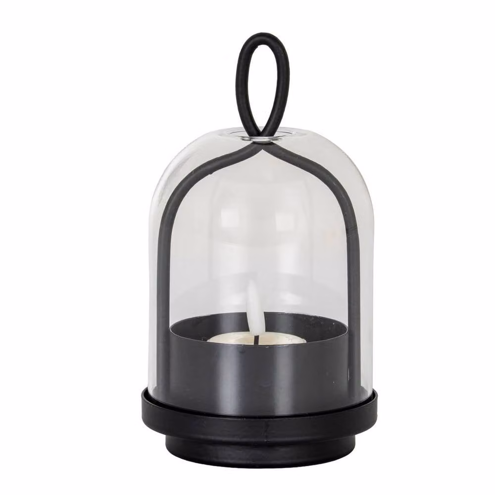 Lemon Pavilion Furniture and Decor Nyx Large Candle Holder with Transparent Glass Cloche, Black, W: 10 cm, D: 10 cm, H: 23 cm – 2