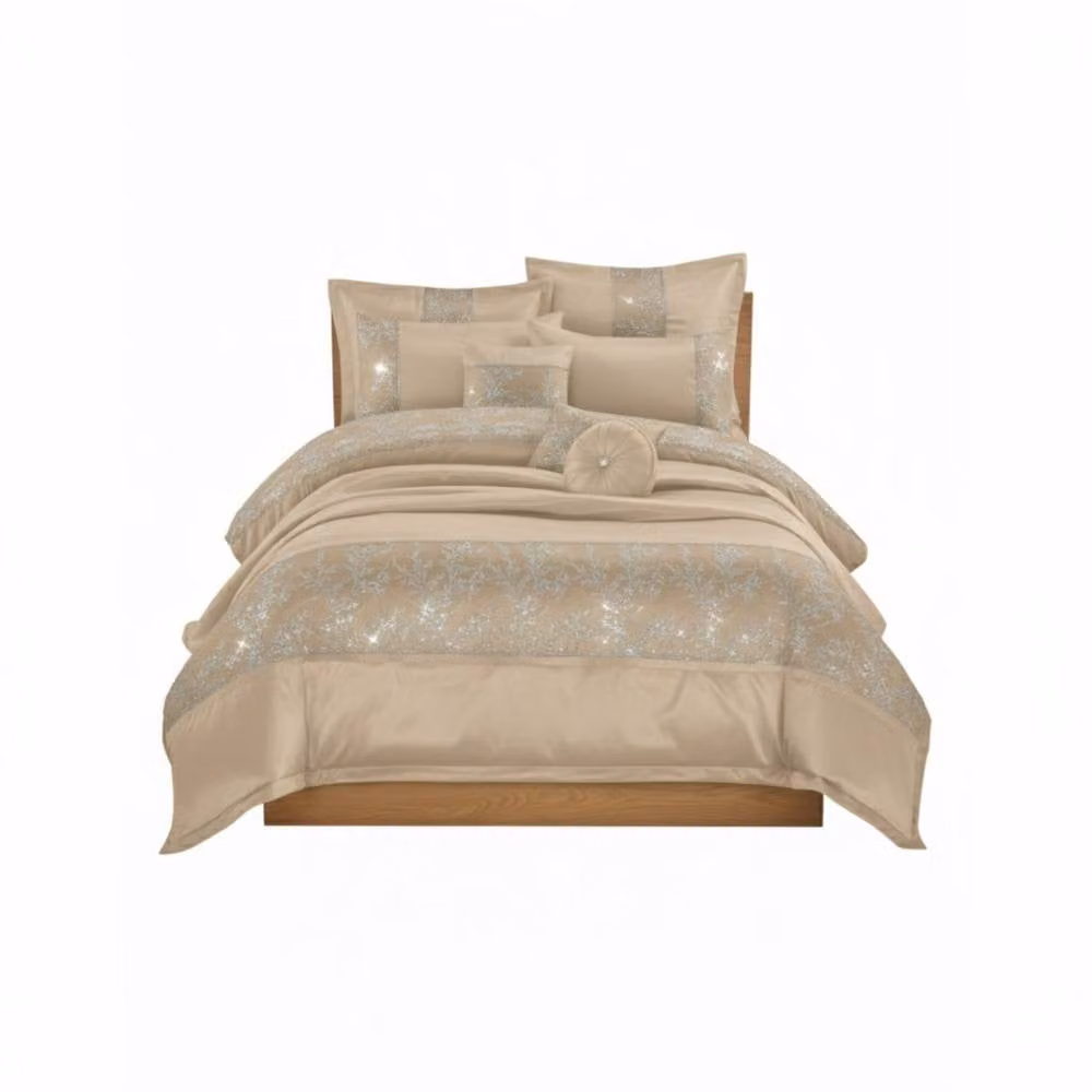 Snug City Beige Floral Embroidered Duvet Cover Set with Matching Accessories, Size: 200 x 200 cm – 2