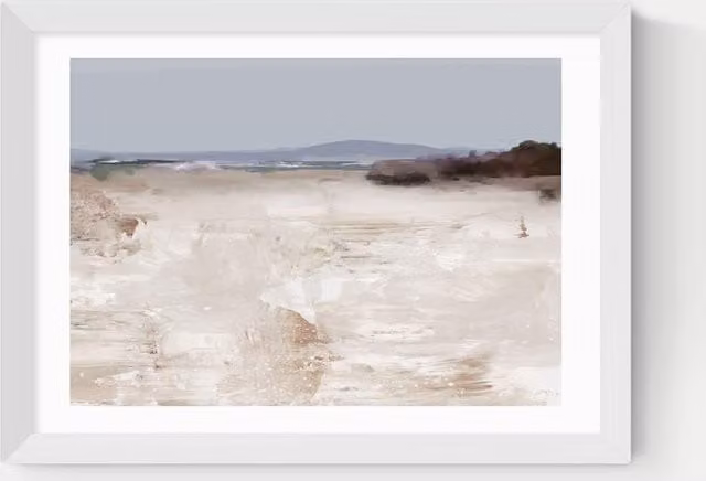 East End Prints Cali Multicolour Framed Abstract Art Print in White