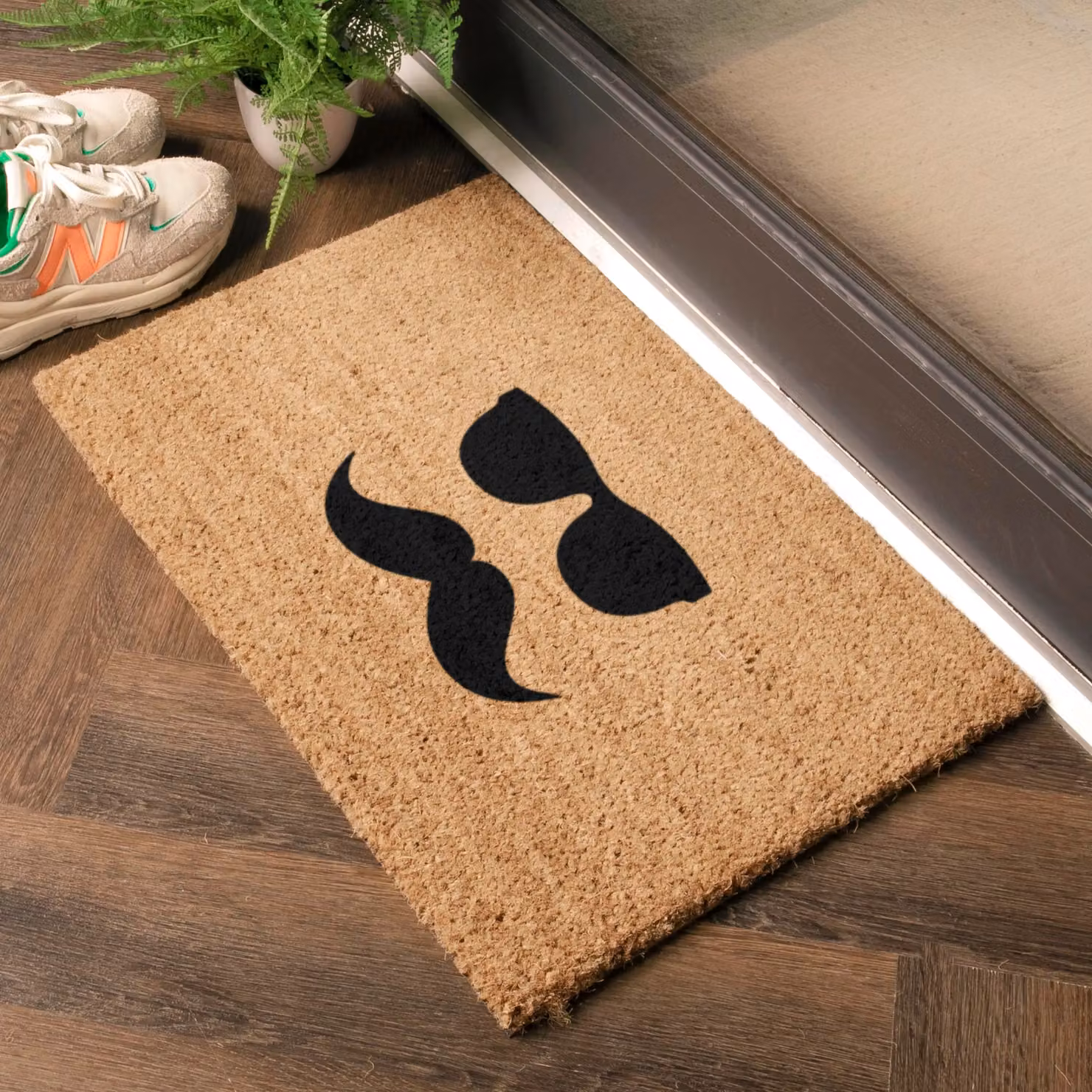 Artsy Mats Mustache & Glasses Doormat in Black and Brown, W: 60 cm, D: 40 cm – 2