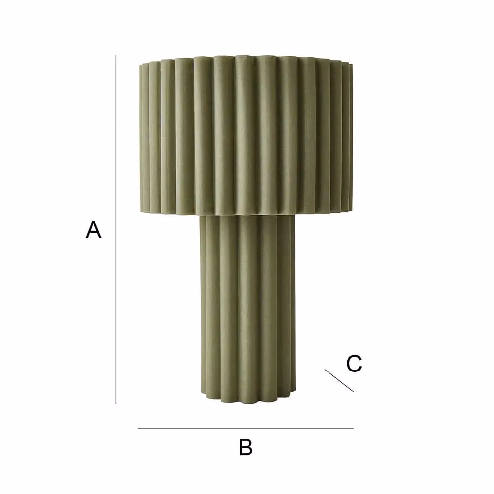ValueLights Lenny Ribbed Fabric Drum Lamp Shade in Green – 4
