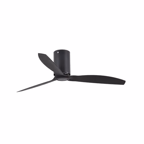 Netlighting Mini Tube Ceiling Fan with 3 Blades and DC Motor in Black with Remote Control