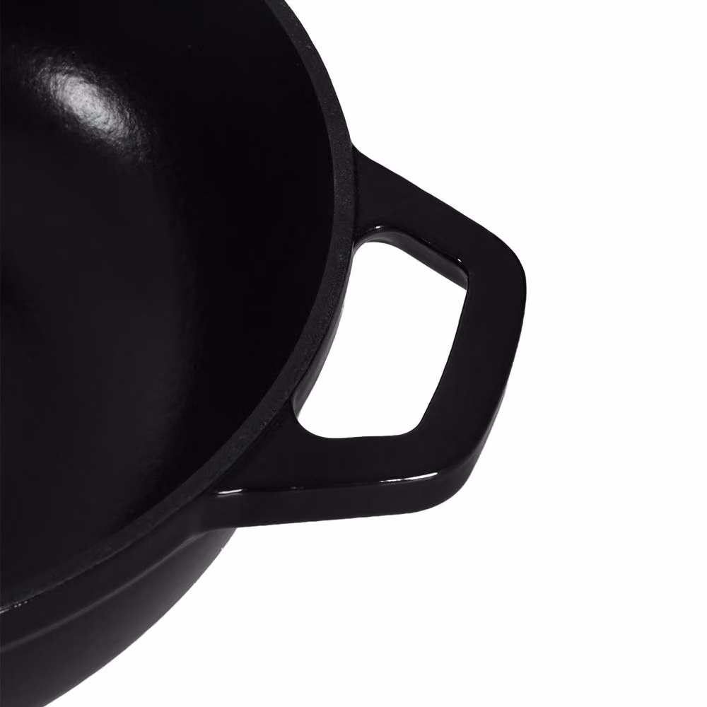 Toque Black Enamelled Cast Iron Dutch Oven Casserole Dish with Self-Basting Lid, Diameter: 30.5 cm – 5