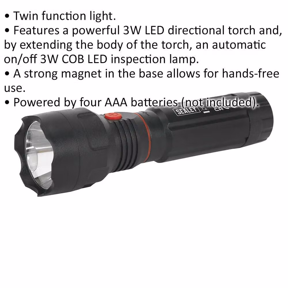 Loops Torch Inspection Light with 3W LED and 3W COB LED, Magnetic Base, Black and Multicolour – 2