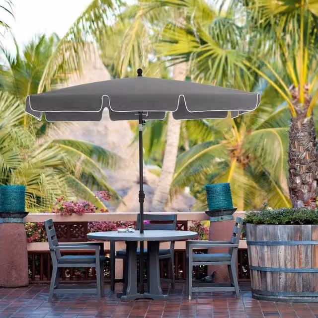 The Bazaarist Rectangular Balcony Parasol Umbrella with Adjustable Tilt Mechanism and Weather-Resistant Canopy in Grey