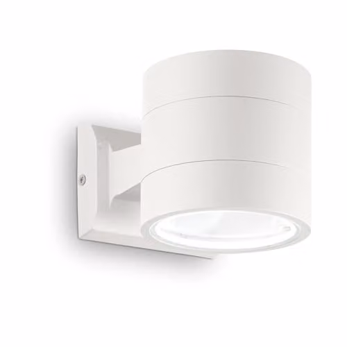 Ideal Lux SNIF ROUND AP1 White and Transparent Glass Wall Light with Aluminium Details