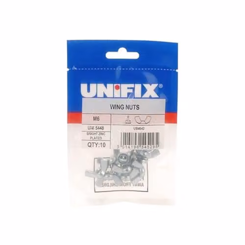 Unifix M10 x 1.50 Wing Nuts, Silver Galvanised, Box of 30