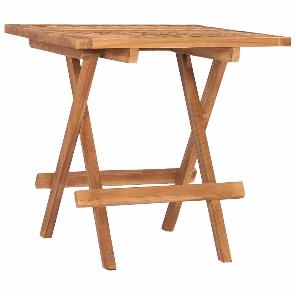 Berkfield Home Durable Folding Garden Table in Brown Solid Teak Wood, W/D/H: 50 x 50 x 50 cm – 2