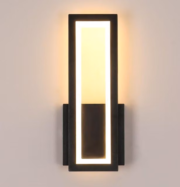 GOECO Modern Rectangular LED Indoor Wall Lamp, 16W, Warm White, Black