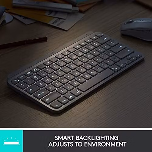 Logitech MX Keys Mini Wireless Illuminated Keyboard, Graphite/Black – 3