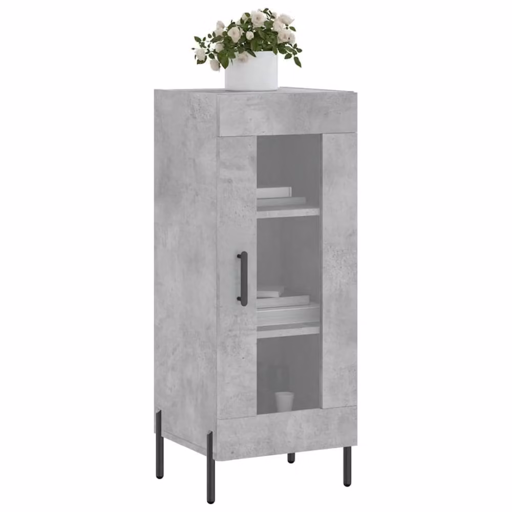 Berkfield Home Grey Concrete Sideboard in Engineered Wood, W/D/H: 34.5 x 34 x 90 cm – 3